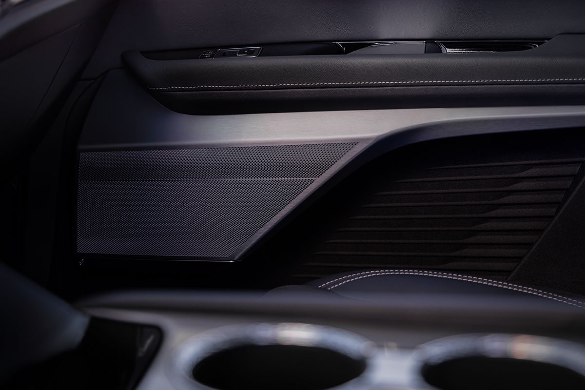 Close-up of the 2027 VISTIQ Interior Door Details and Speaker.