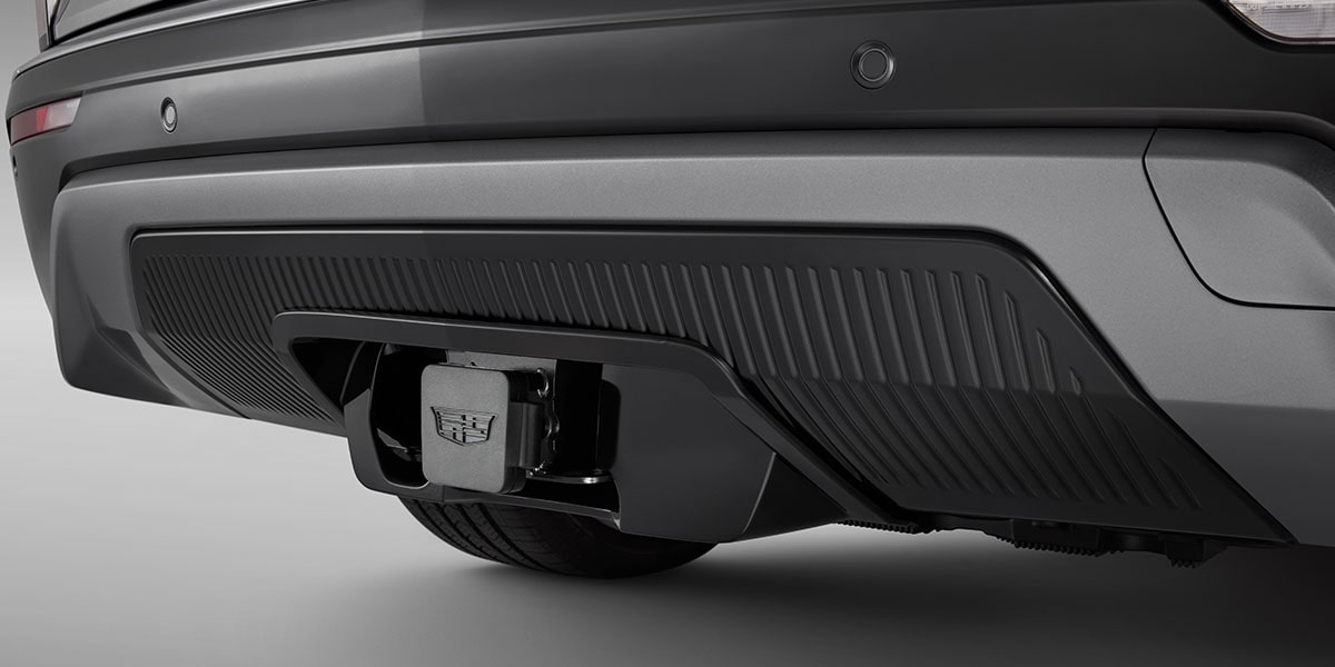 Close-up view of the 2027 Cadillac VISTIQ's Tow Hitch Accessory.