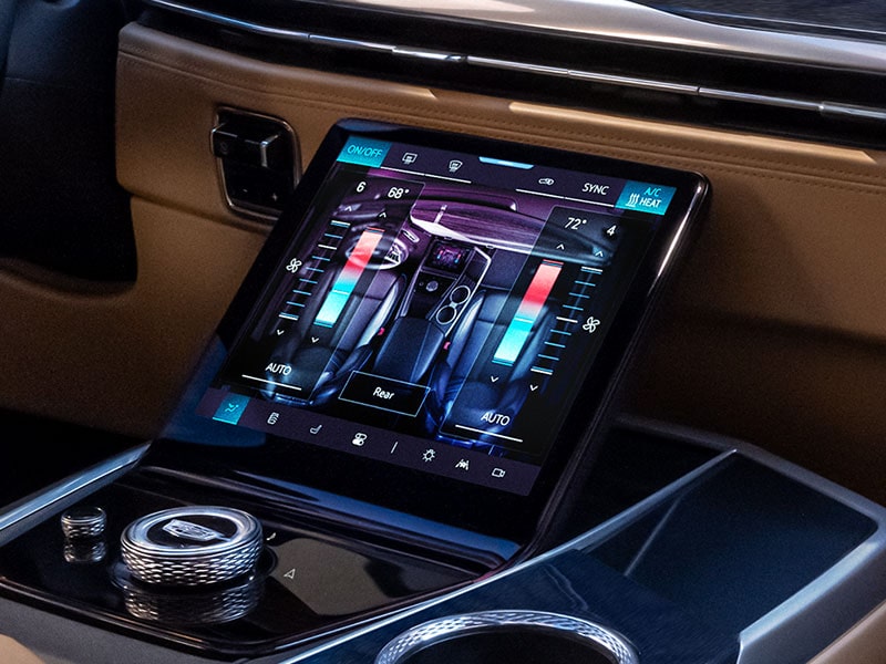 Vue rapprochée du système de microclimat du VUS électrique Cadillac Escalade IQ 2026.