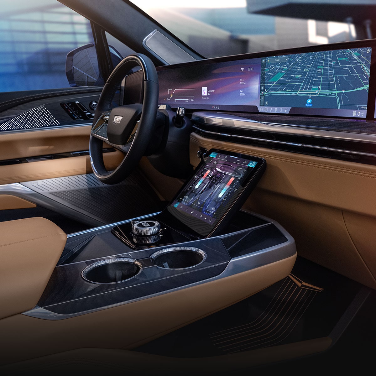 Front passenger's view of the 2026 Cadillac Escalade IQ electric suv.