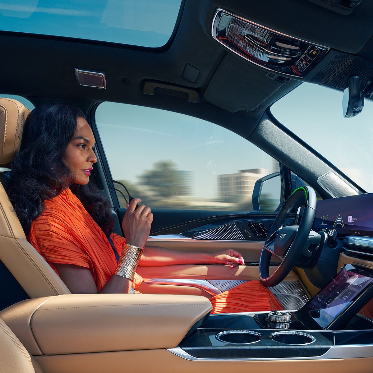 A person utilizing the Hands-Free Driver Assistance Technology on the 2026 Cadillac Escalade IQ electric suv.