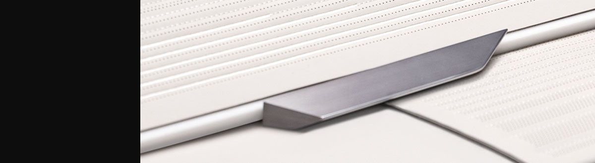 Sheer Grey Leather fabric samples of the Cadillac CELESTIQ Mist design palette.