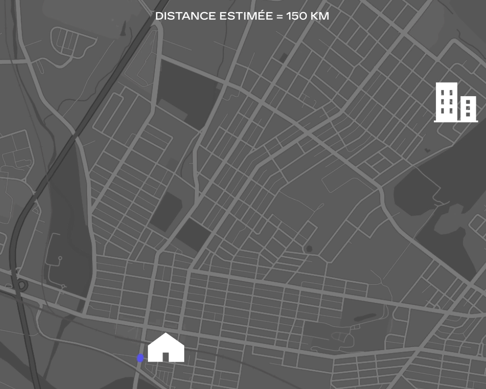Carte illustrée montrant le trajet d’un super navetteur.