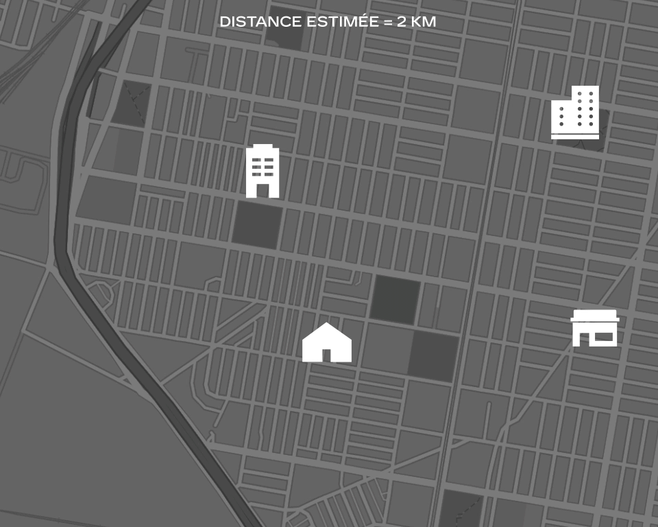 Carte illustrée montrant le trajet d’un conducteur urbain.
