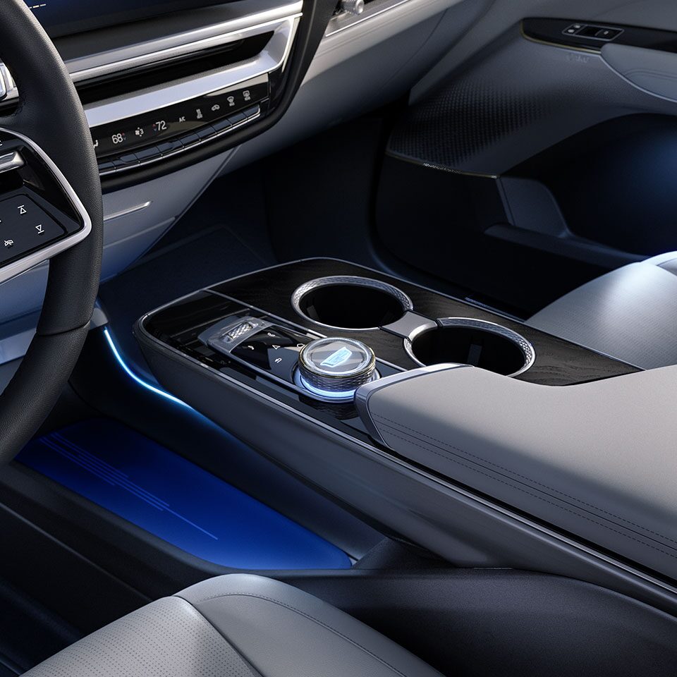 Detail view of Cadillac LYRIQ centre console