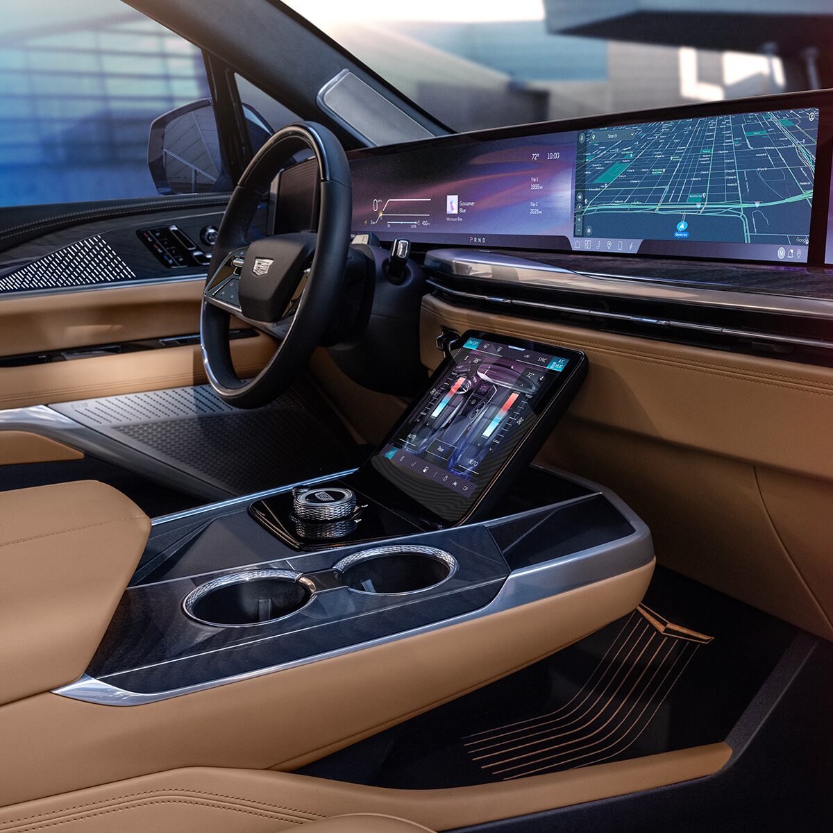 L’habitacle du Cadillac Escalade IQ vu par le passager avant.