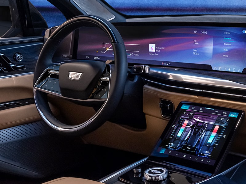 L’habitacle haute technologie du Cadillac Escalade IQ.