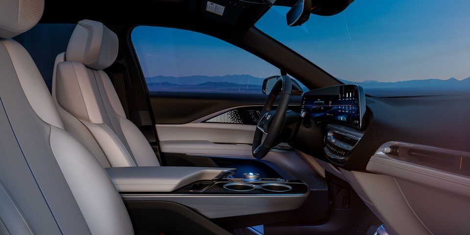 Detail view of Cadillac LYRIQ centre console.