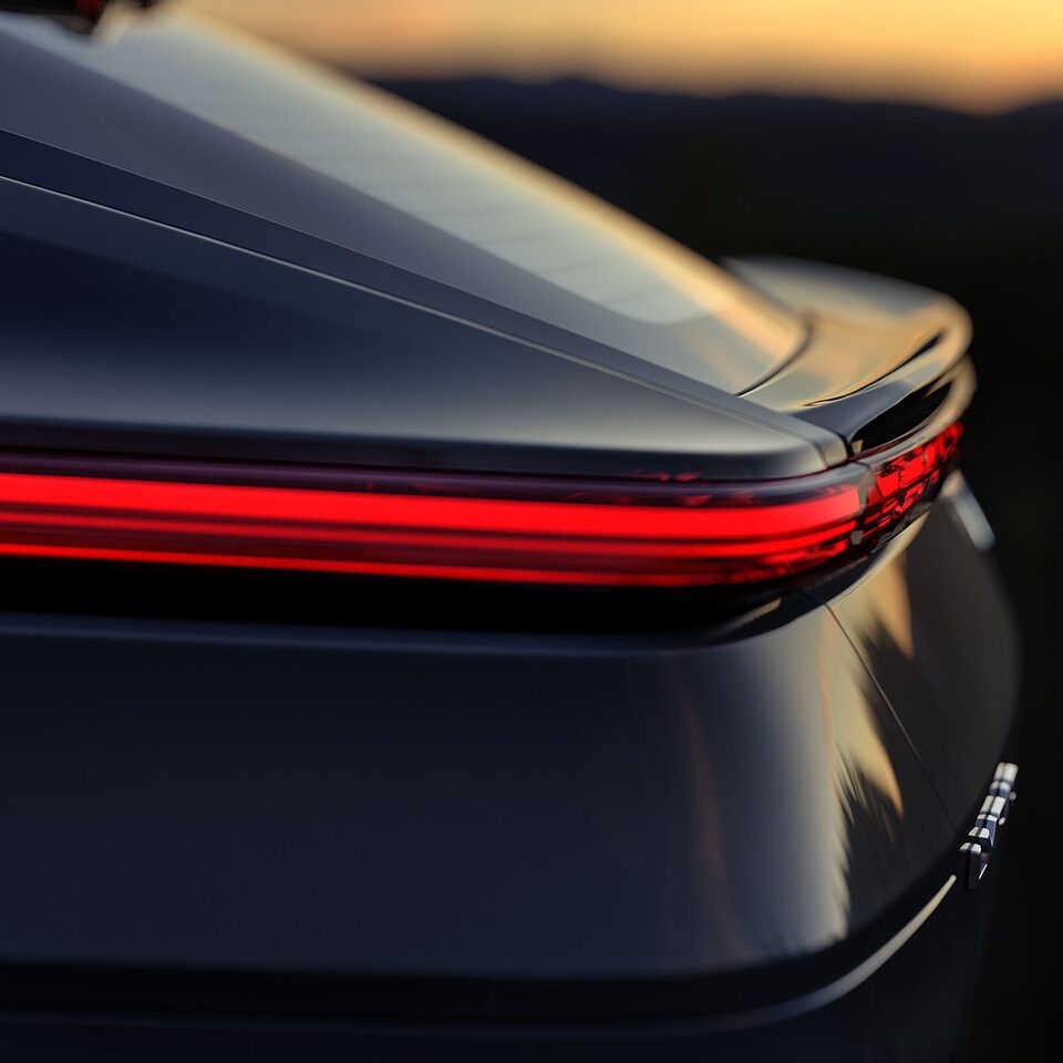 Cadillac LYRIQ side view of tail lamps.