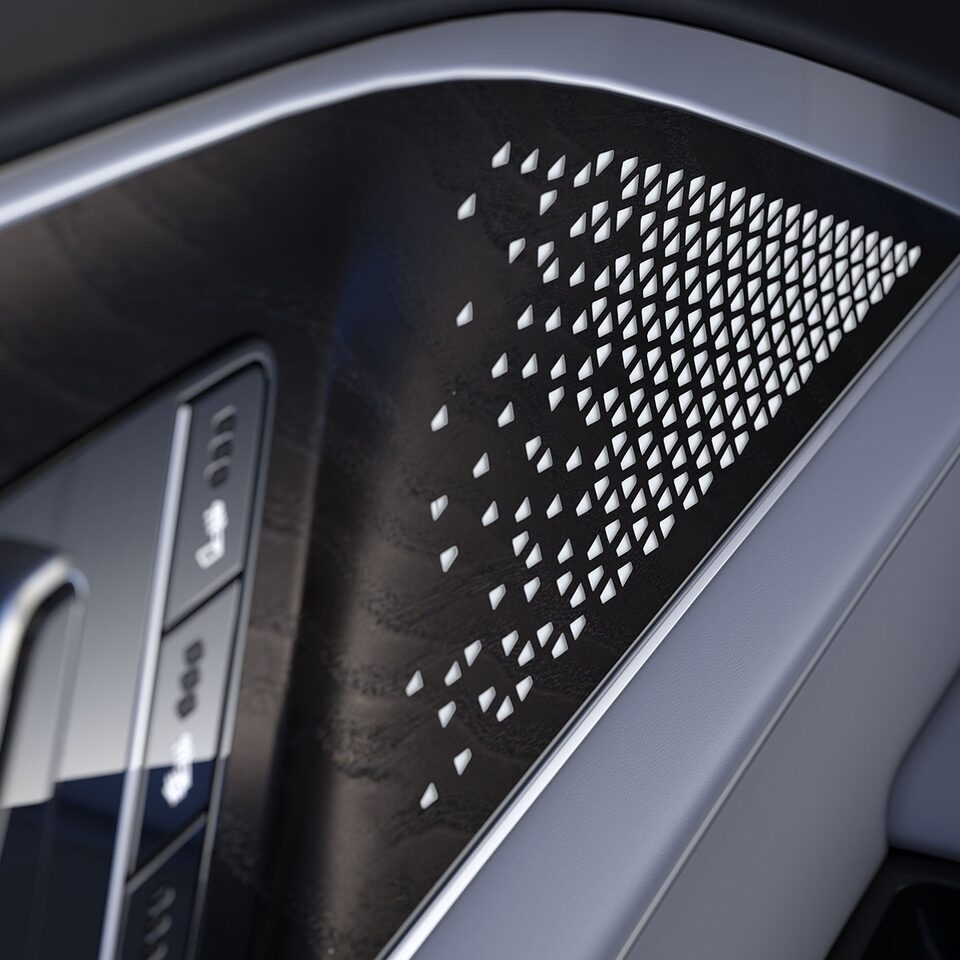 Vue détaillée du Cadillac LYRIQ.
