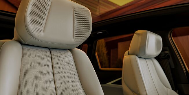 Cadillac LYRIQ headrest speakers.