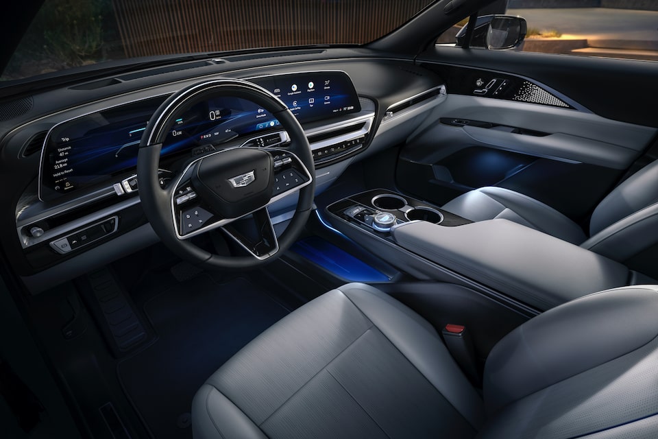 Intérieur Cadillac LYRIQ doté de la technologie interactive.