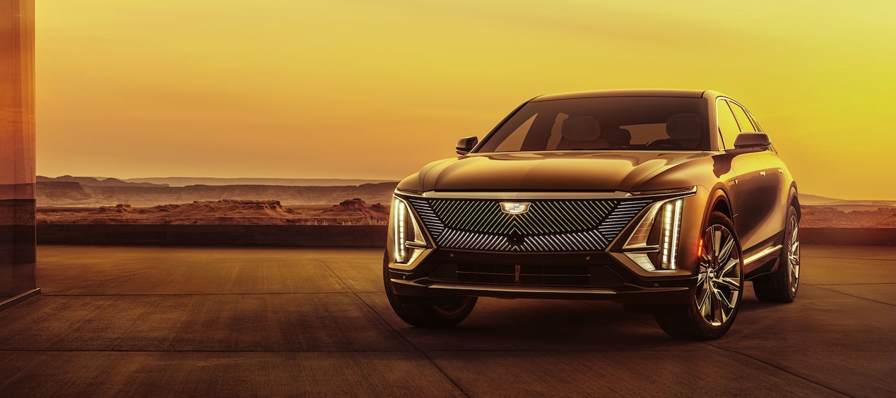 A scenic shot of the All-Electric 2023 Cadillac LYRIQ.