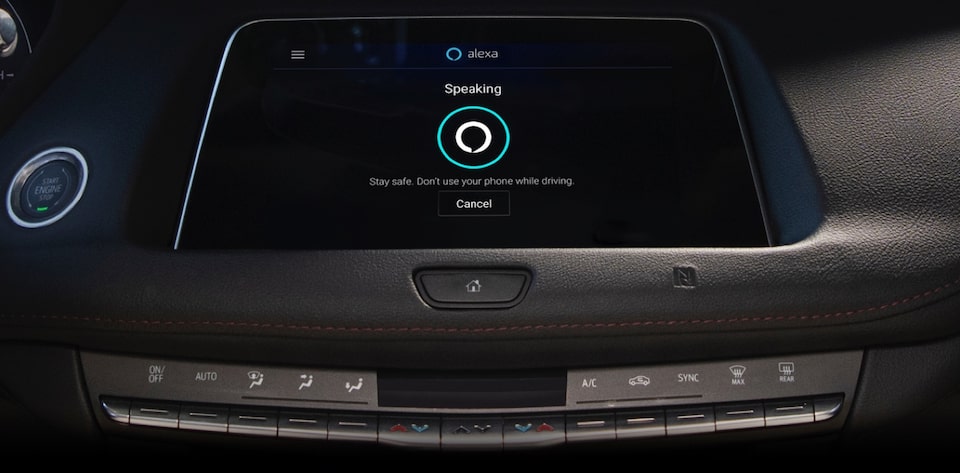 Alexa Built-In integration with Cadillac vehicles through the centre console.