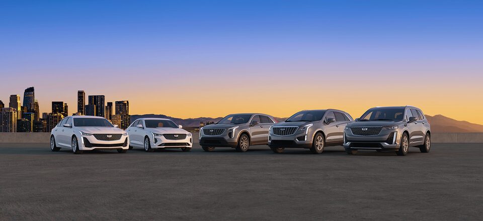 The Cadillac lineup of vehicles.