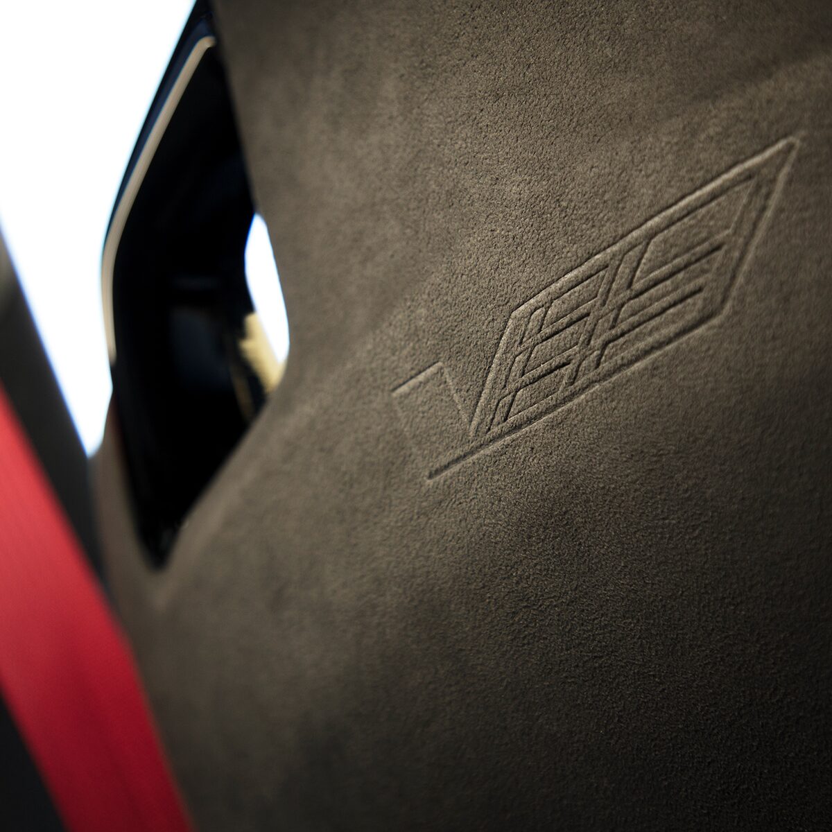 Microfiber accents on the seats in the 2023 Cadillac CT4-V compact sport sedan.