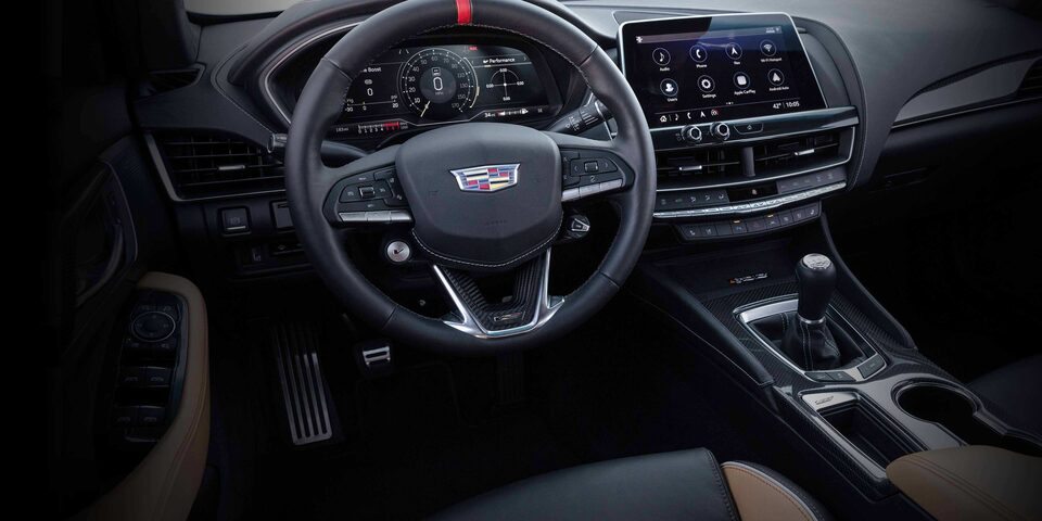 2023 Cadillac CT5-V interior steering wheel.