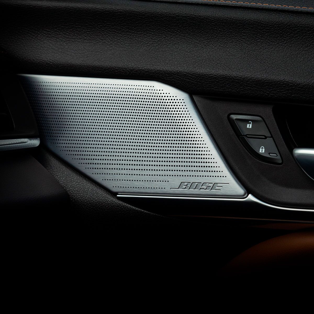 Close up view of the Bose audio system on the 2026 Cadillac CT4 luxury sedan.