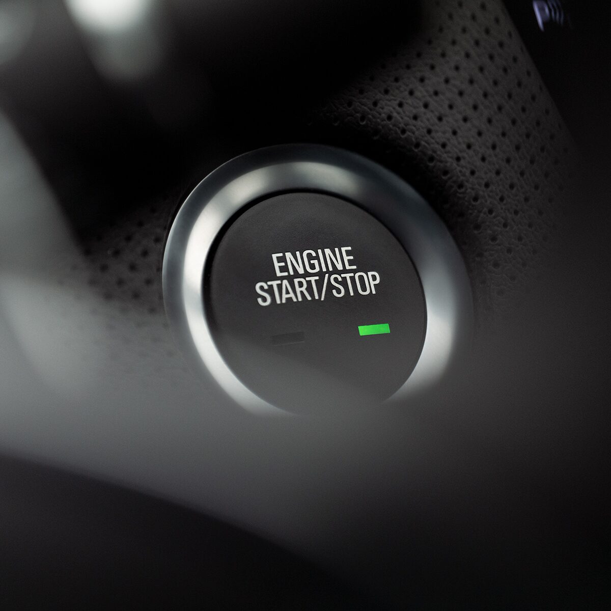 Close up view of the Engine push button on the 2026 Cadillac CT4 luxury sedan.