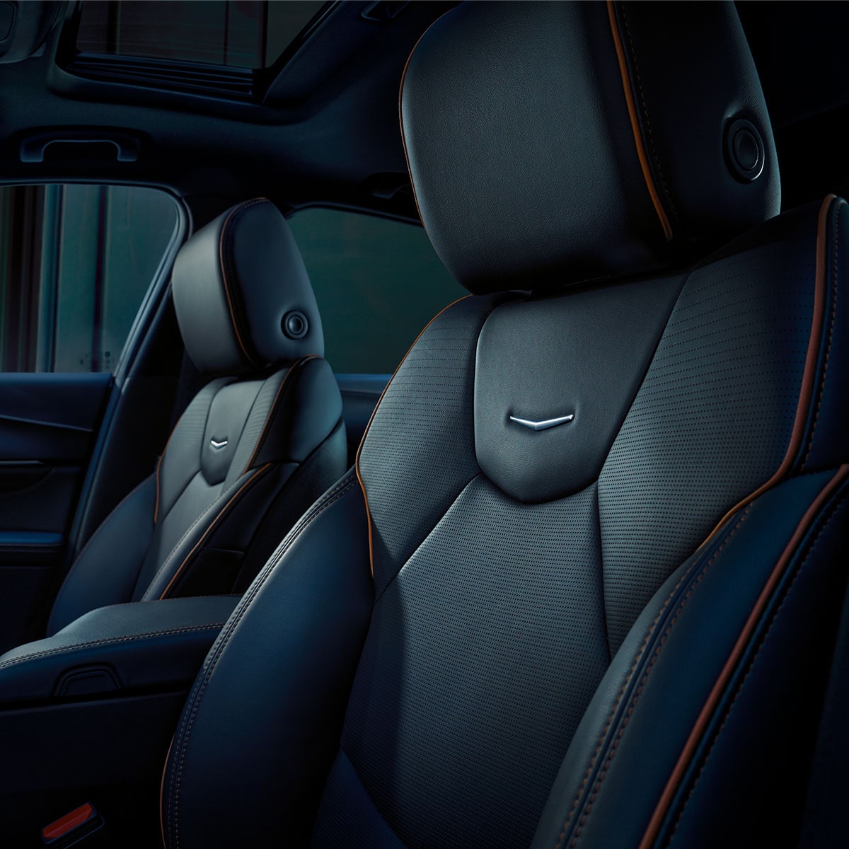 The heated and ventilated seats on the 2026 Cadillac CT4 luxury sedan.