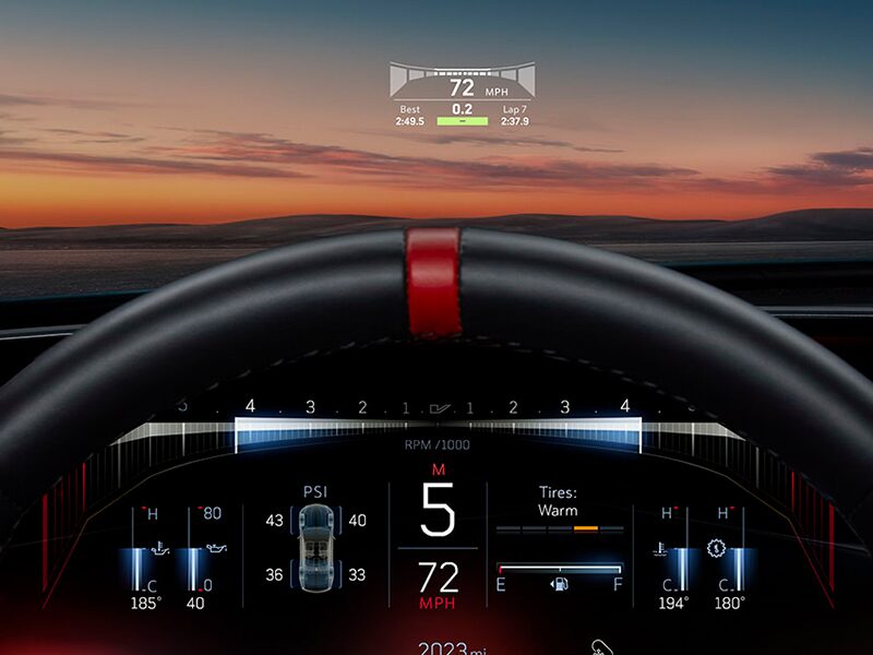 Dispositif de visualisation tête haute de la Cadillac CT5-V 2026.