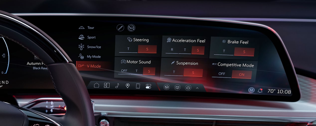Close-up view of the infotainment screen of the Cadillac LYRIQ-V.