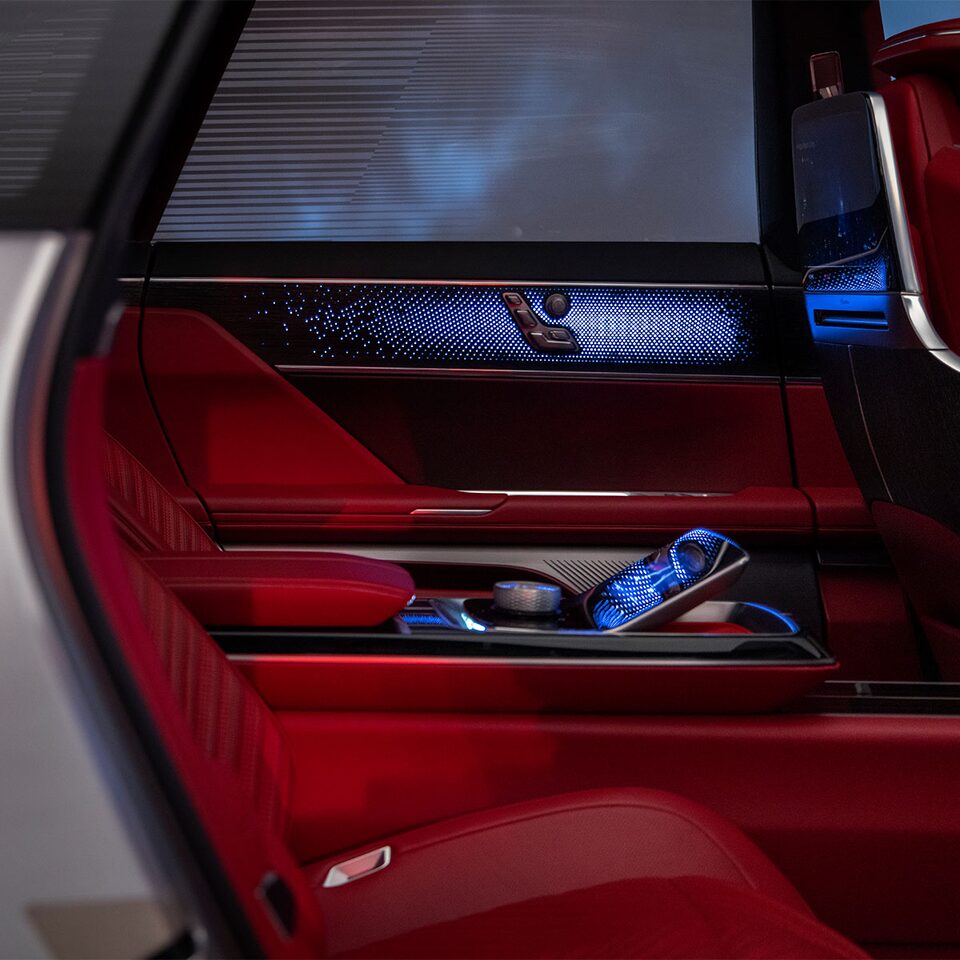 Interior close-up of the Cadillac CELESTIQ's door.