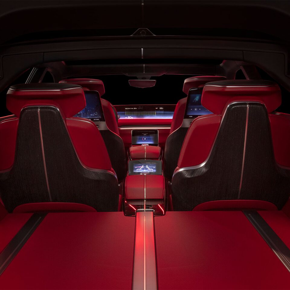 Rear view of the Cadillac CELESTIQ seats.