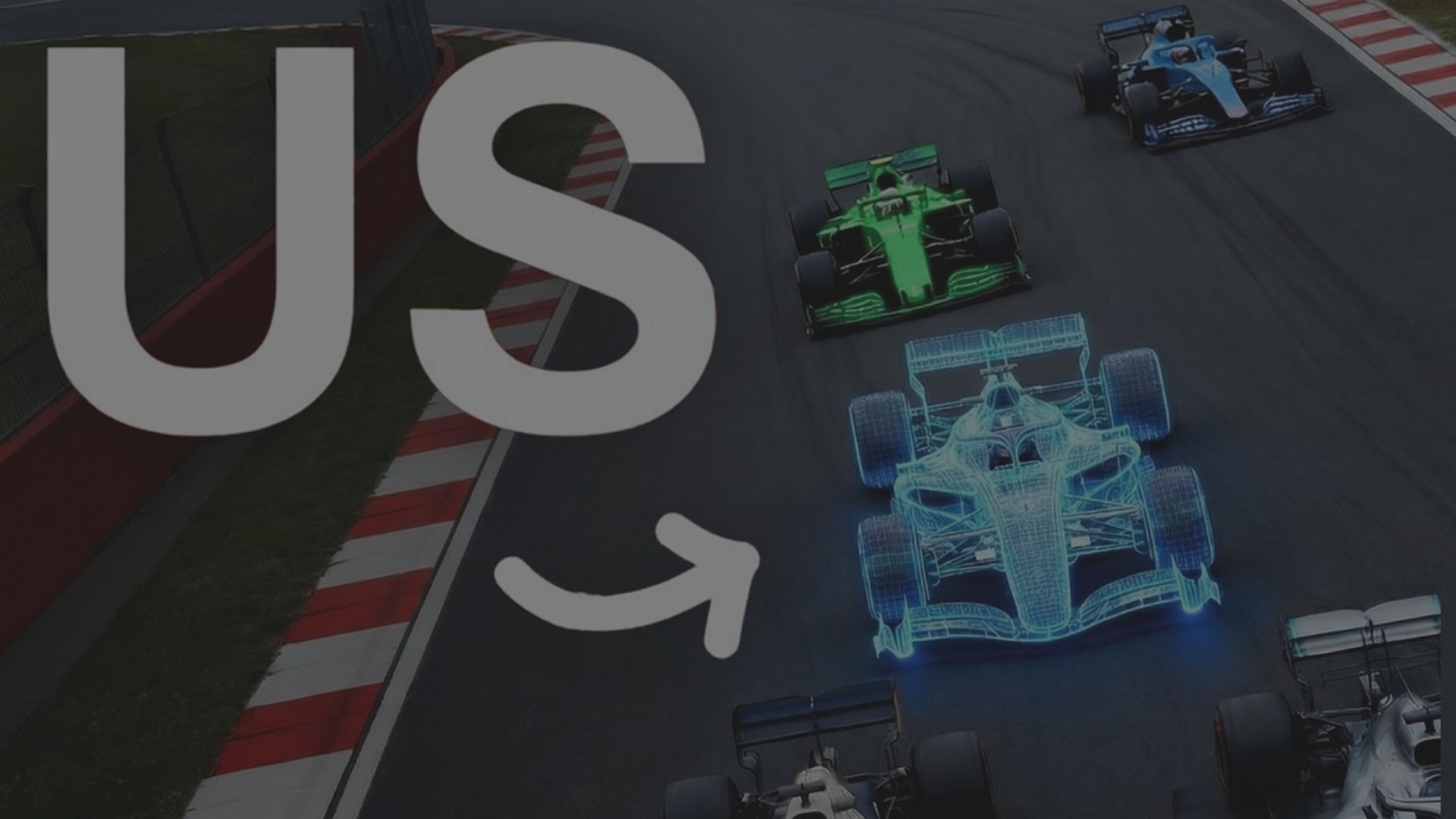 Voitures de course de la Cadillac Formula 1® Team sur piste avec superposition en fil de fer.