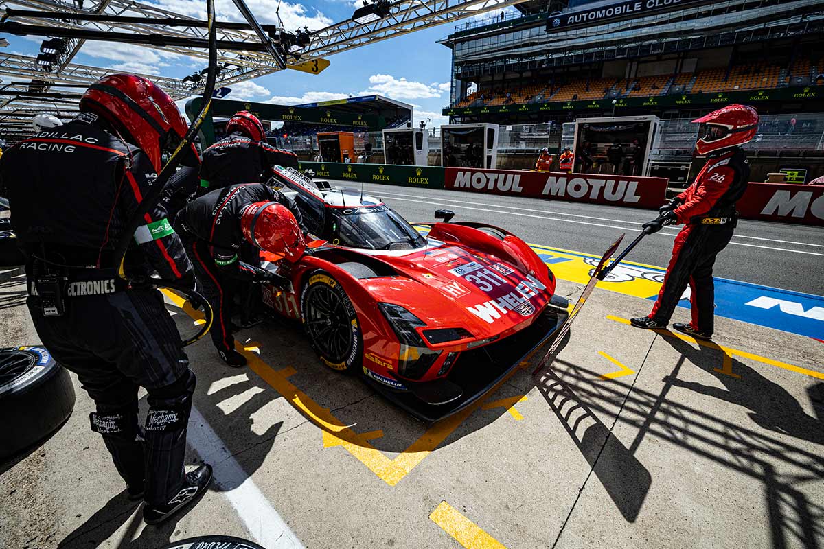Back view of the Cadillac Racing V-Series.R race car.
