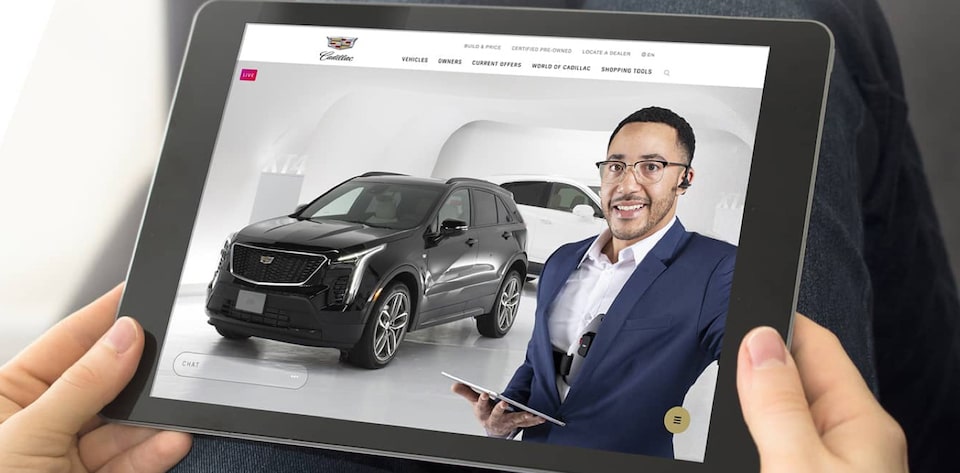 Cadillac Live shown on a tablet.