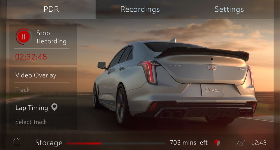 Enregistrement de données de la série V de Cadillac.