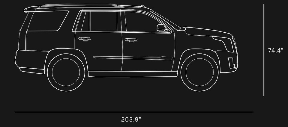 Dessin des spécifications du VUS pleine grandeur, le Cadillac Escalade 2020.