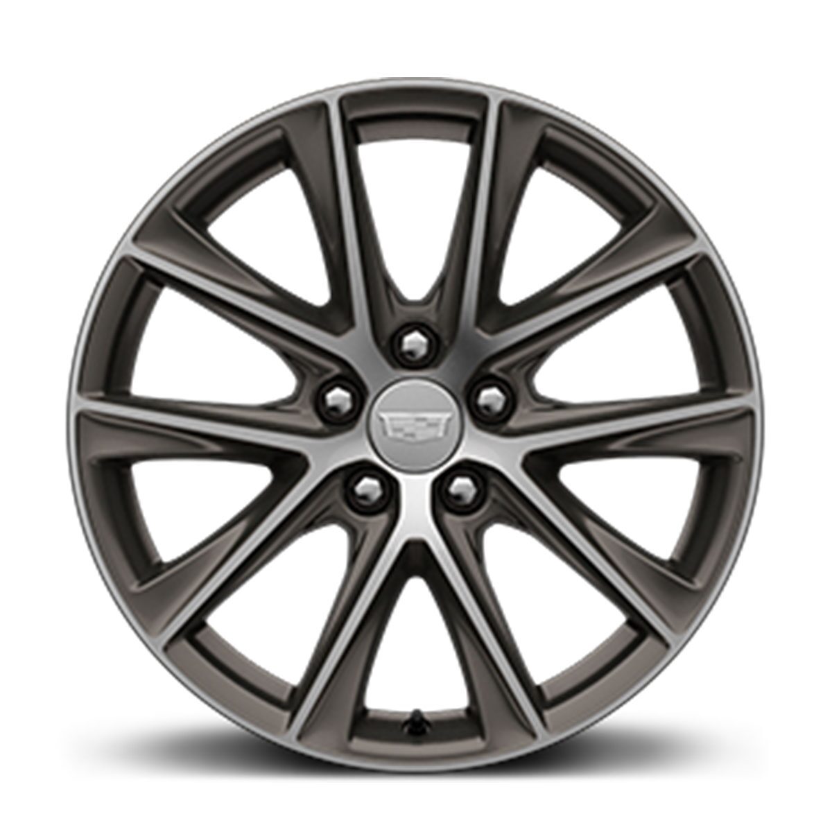 La roue en alliage d’aluminium taille diamant au fini androïde moyen satiné de la Cadillac CT4-V 2024.