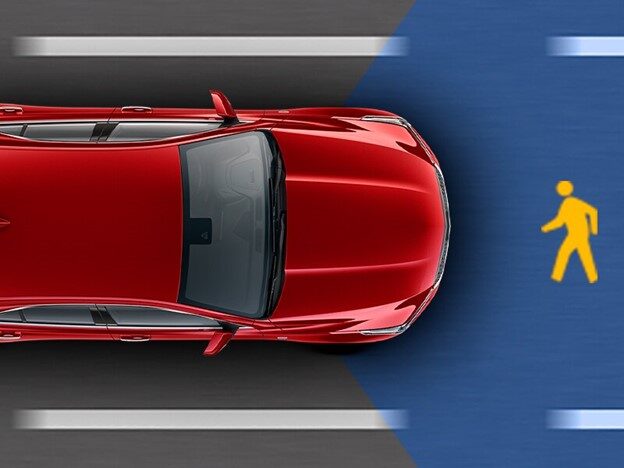 Freinage de détection des piétons à l’avant de la Cadillac CT4-V 2024.