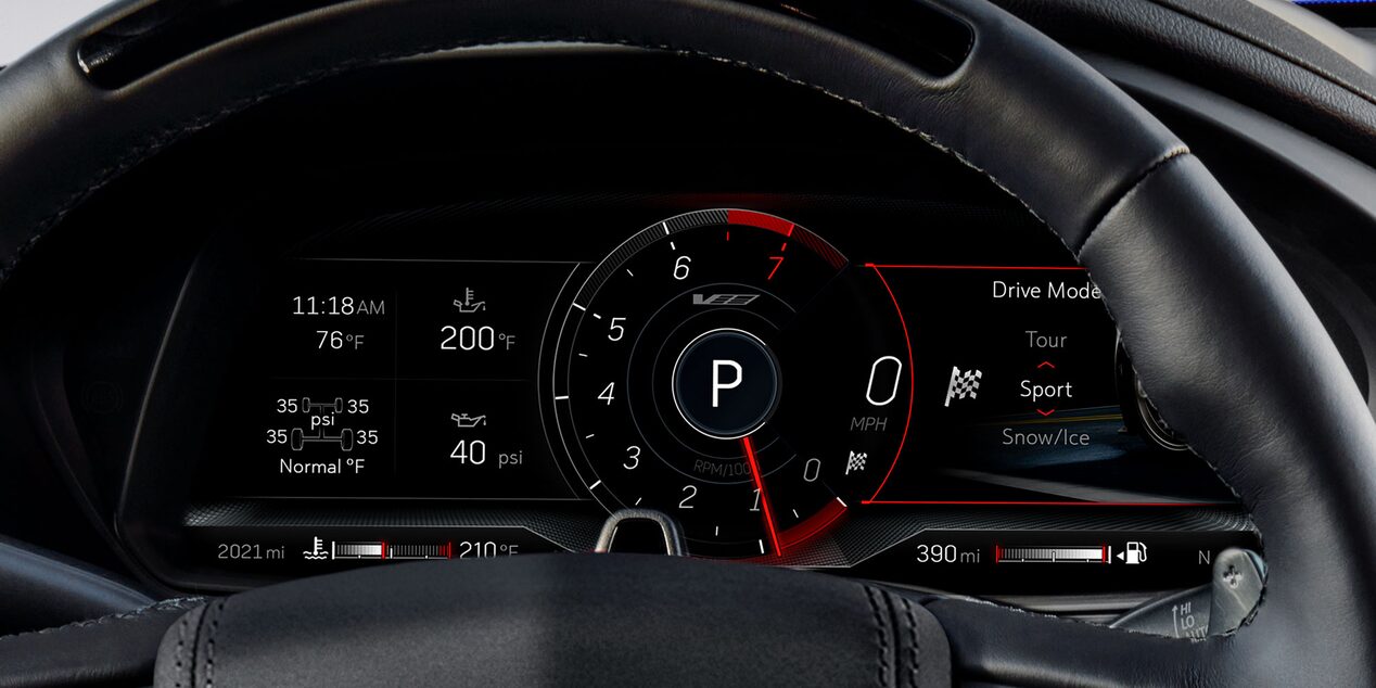 Le sélecteur de mode de conduite de la Cadillac CT4-V 2024.