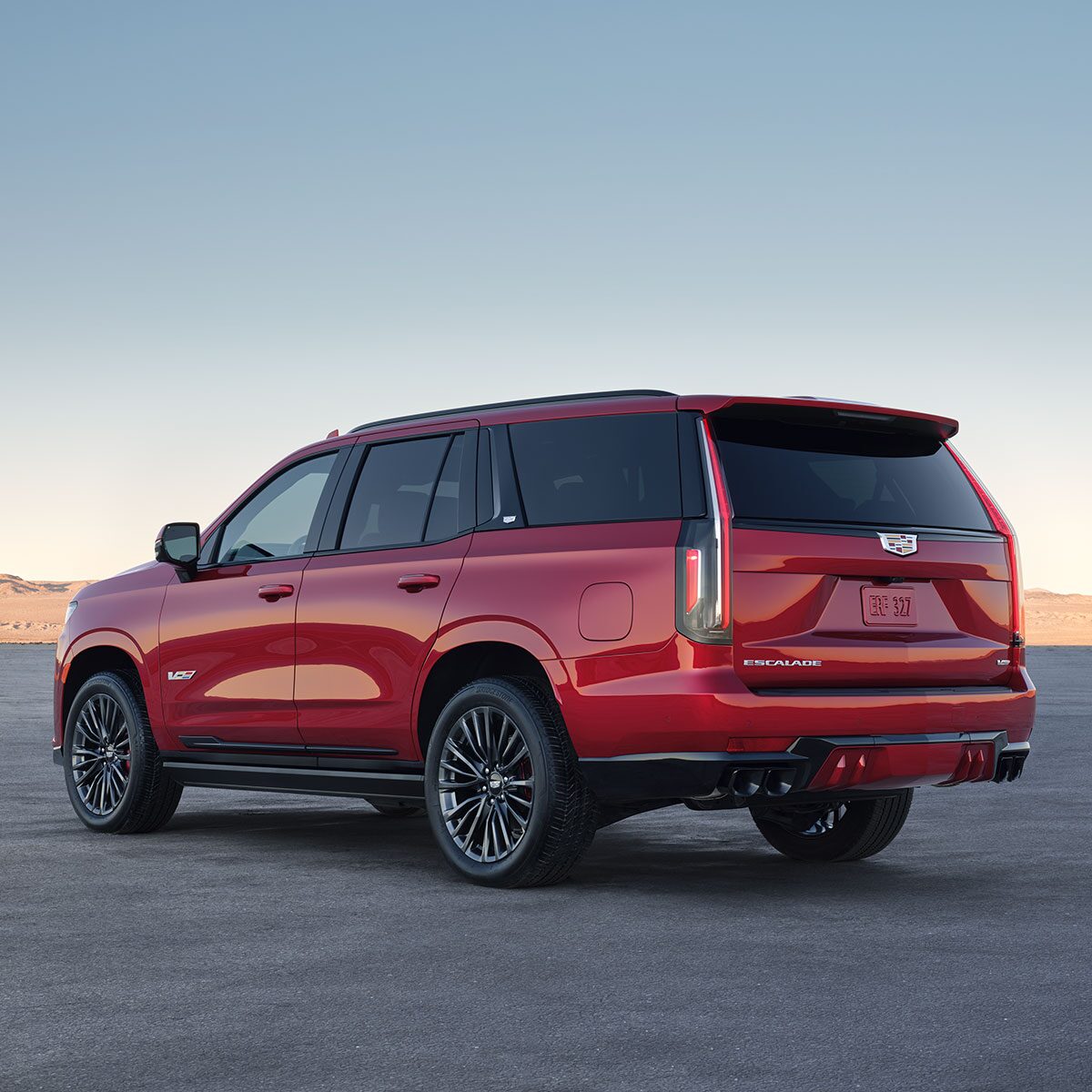 Rear left view of the 2024 Escalade-V.
