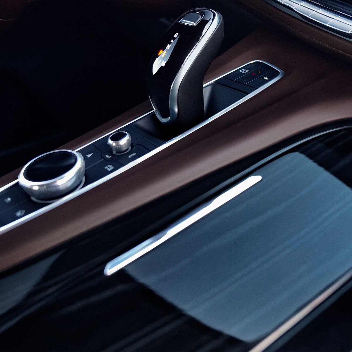 2024 Cadillac Escalade-V centre controls and stick shift.