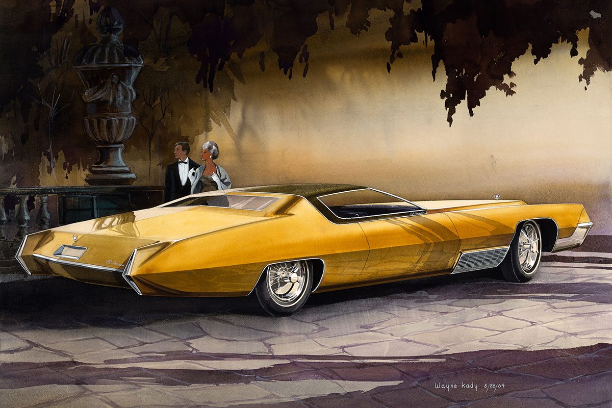 1967 Fleetwood ElDorado by Wayne Kady, 5/28/1964. Digital print of original rendering, watercolor on paper. From the GM Design Archive & Special Collections