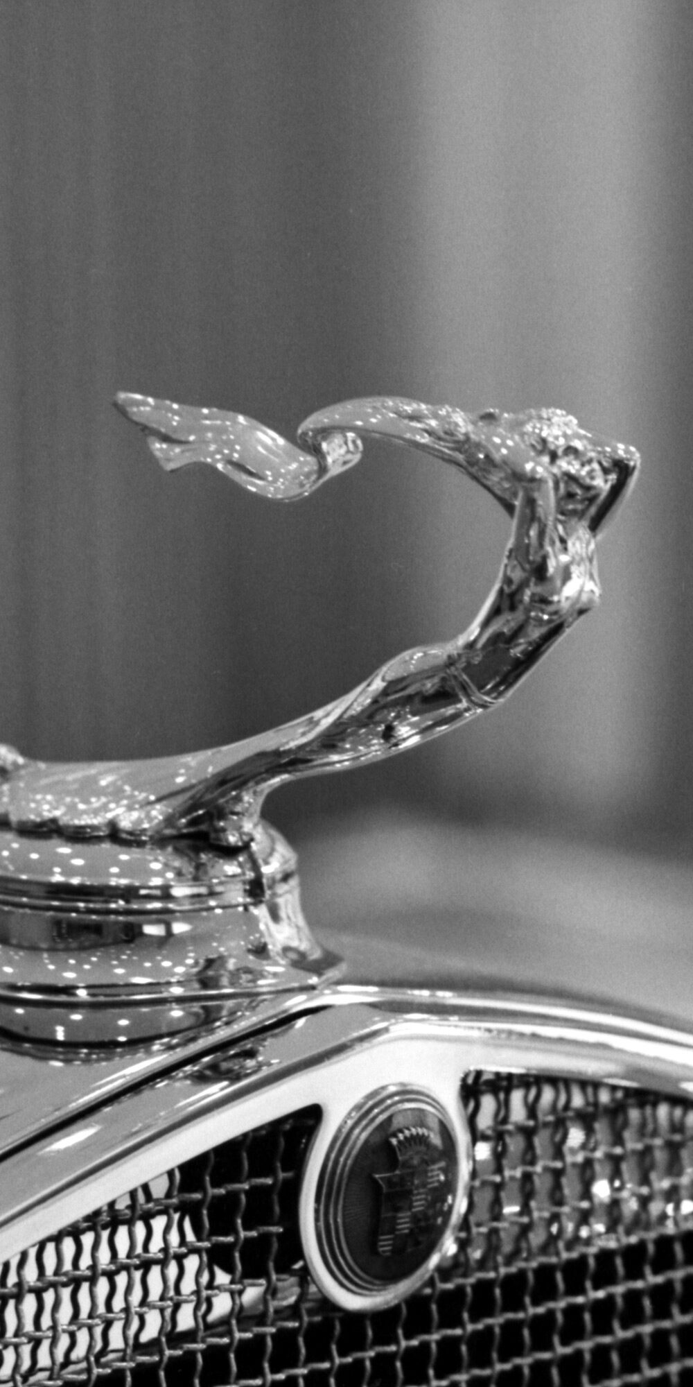 Chrome Cadillac Hood Ornament On Classic Cadillac Vehicle