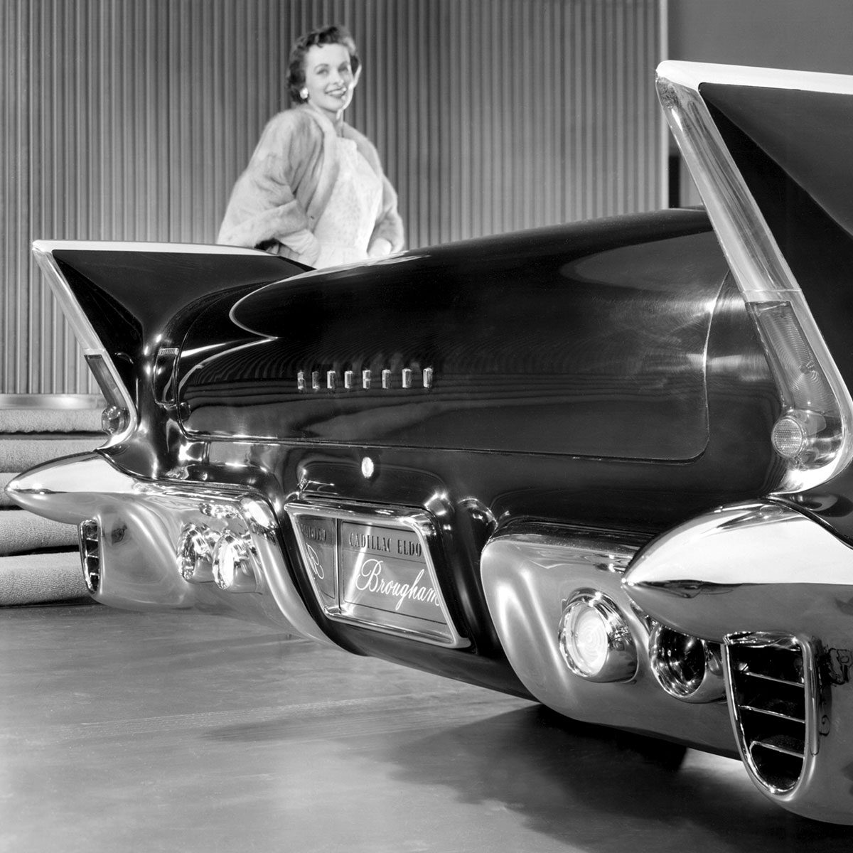 Close-Up Of Rear Fins Of Cadillac Eldorado In Showroom