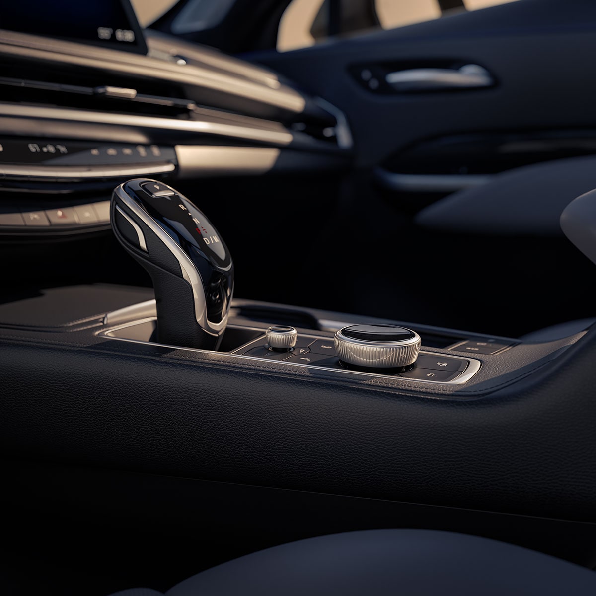 Close-up View of the 2025 Cadillac XT4 Automatic Shifter on the Middle Console