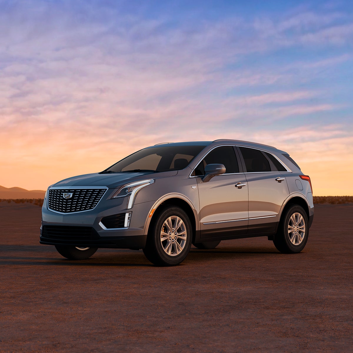 The 2025 Cadillac XT5 Parked During the Beginning of Dusk in The Desert