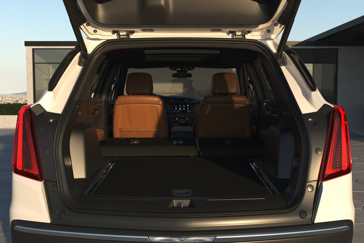 Luggage Organized in Spacious Trunk Cargo Space in the Interior of The Cadillac XT5