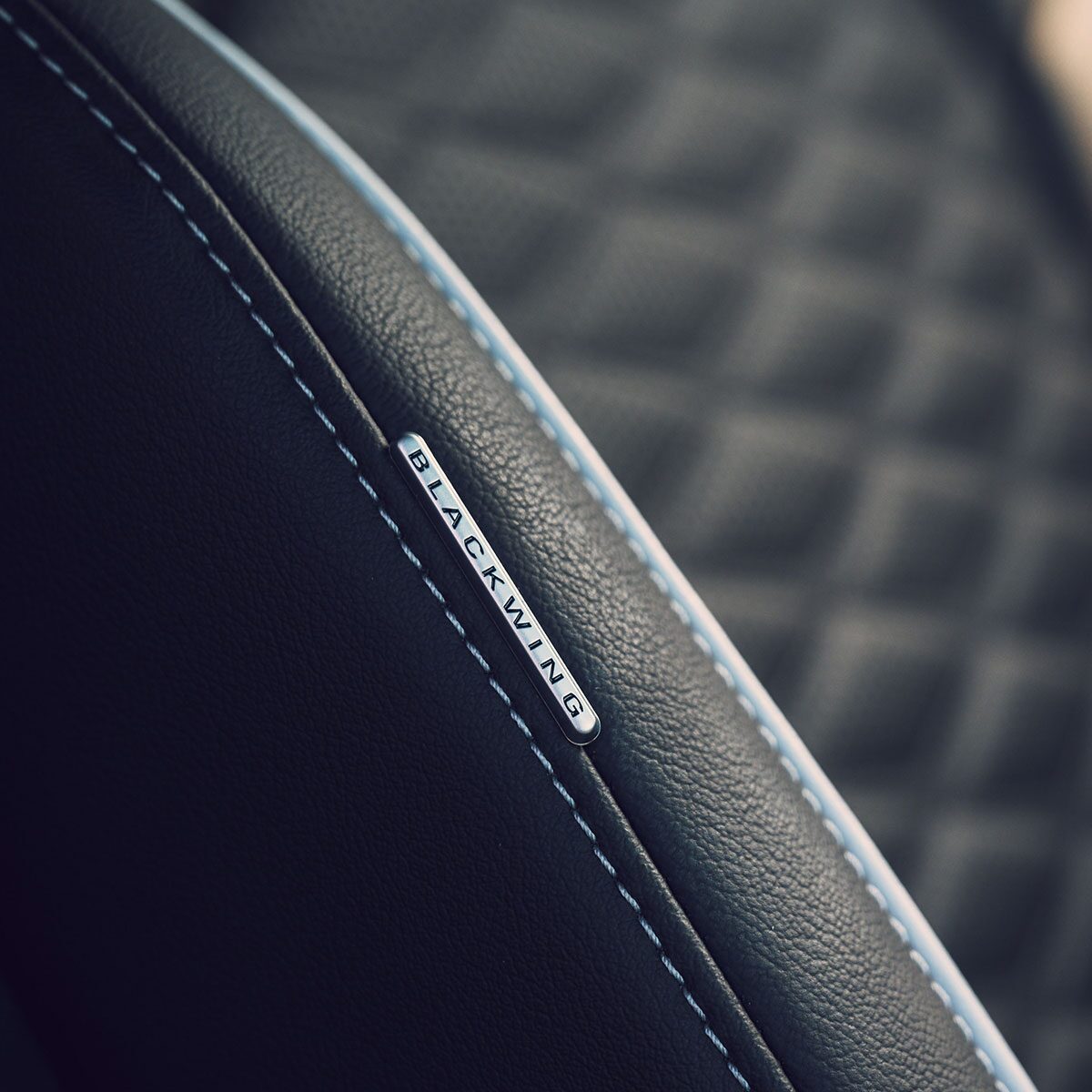 Close-up of the Blackwing Nameplate Detail on a 2025 CT4-V Seat