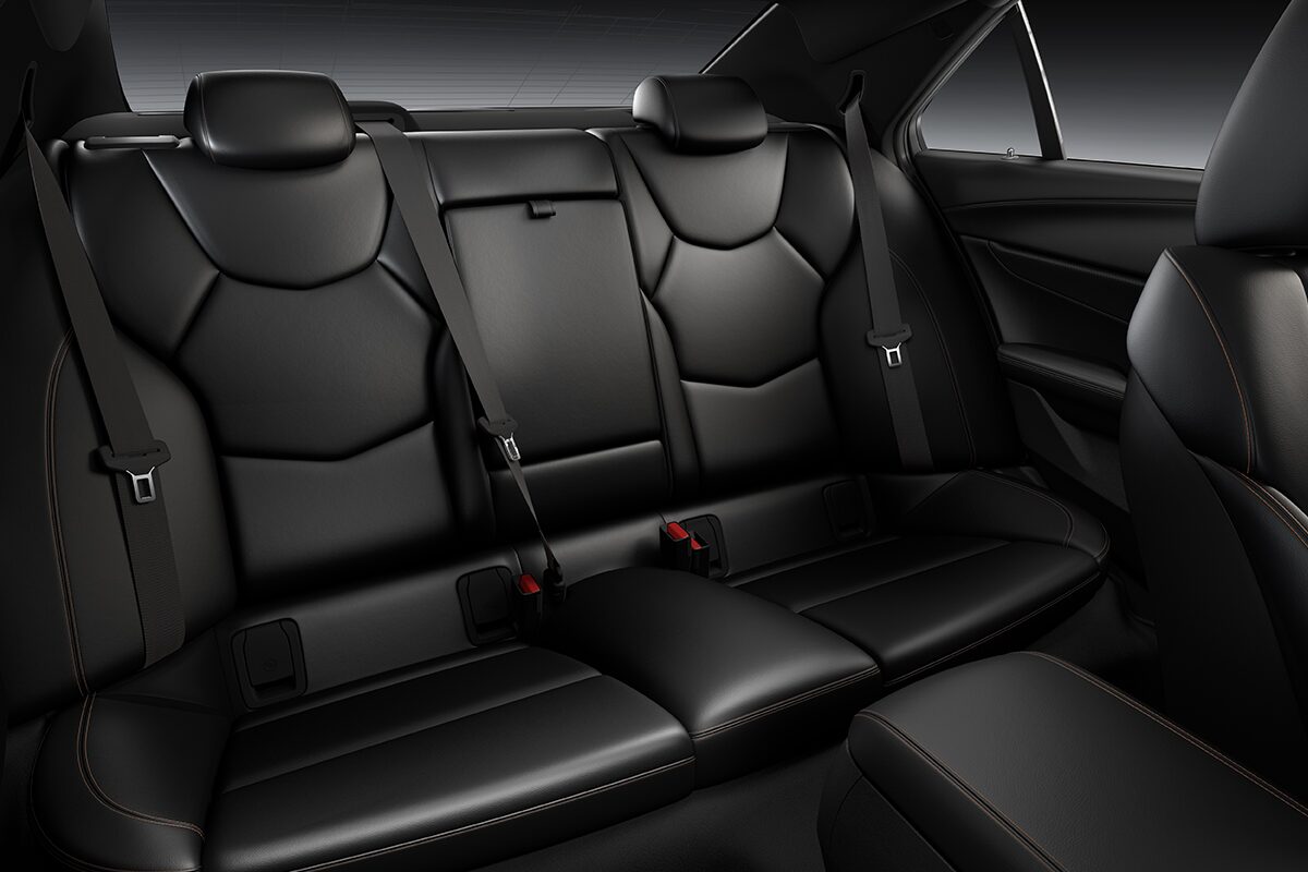 Passenger View of the 2025 CT4-V All-black Leather Backseat