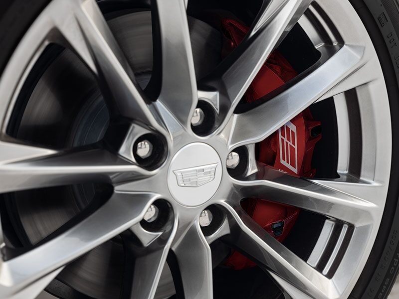 Close-up View of the 2025 CT4 Brembo Brakes within the Wheel