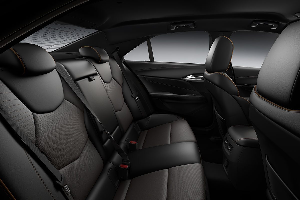 Passenger View of the 2025 CT4 All-black Leather Backseat