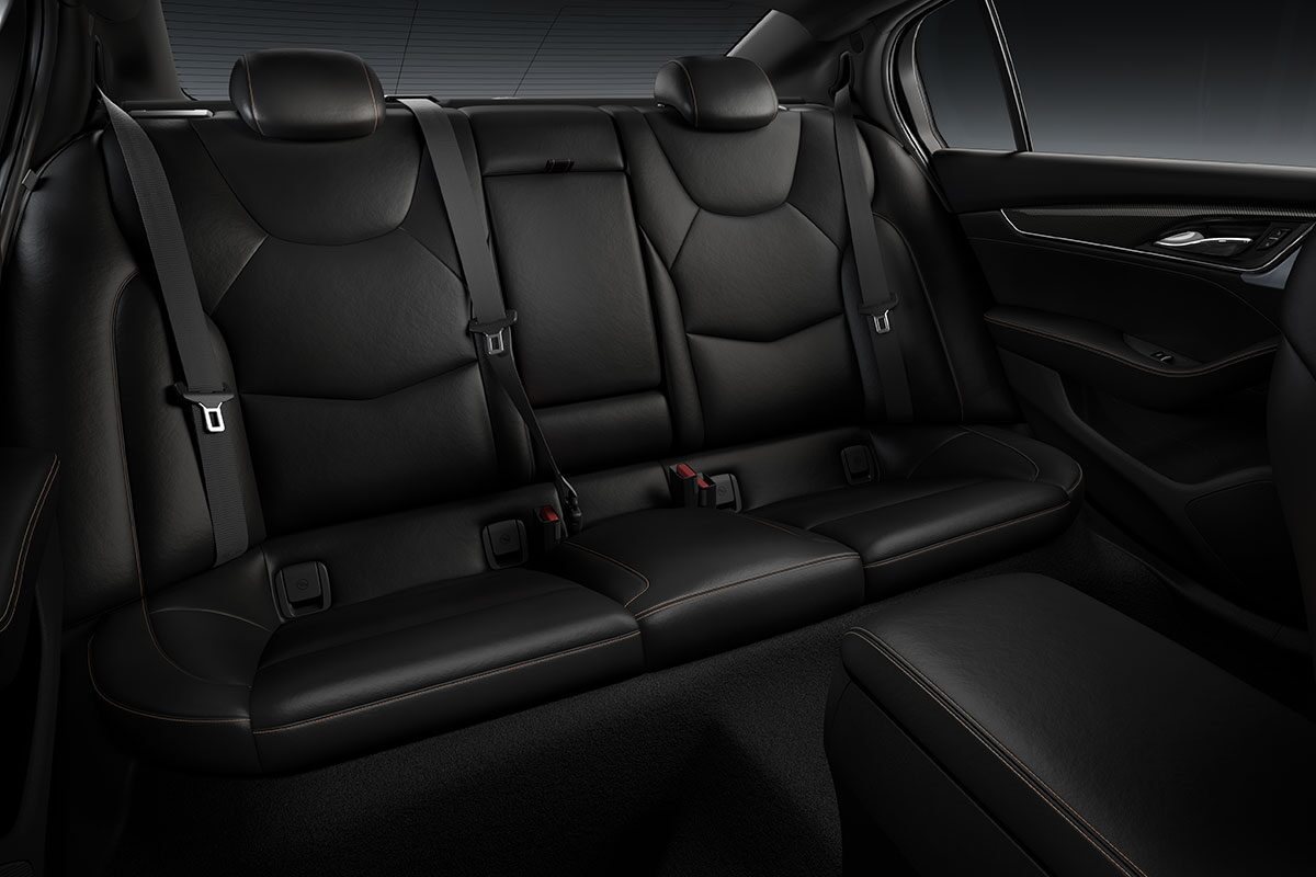 Three-Quarters View of the Interior Polished Seats of a 2025 Cadillac CT5-V