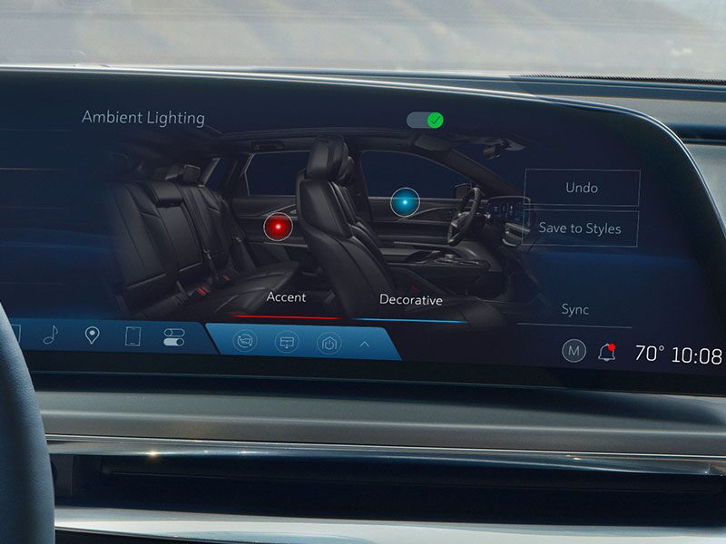 Close-up of the Cadillac LYRIQ Ambient Lighting Settings on the Interior Display Screen